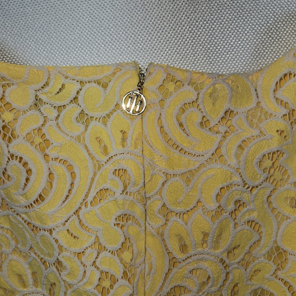 Tommy Hilfiger Yellow White Floral Lace Shift Dress Size 14 - Picture 6 of 6